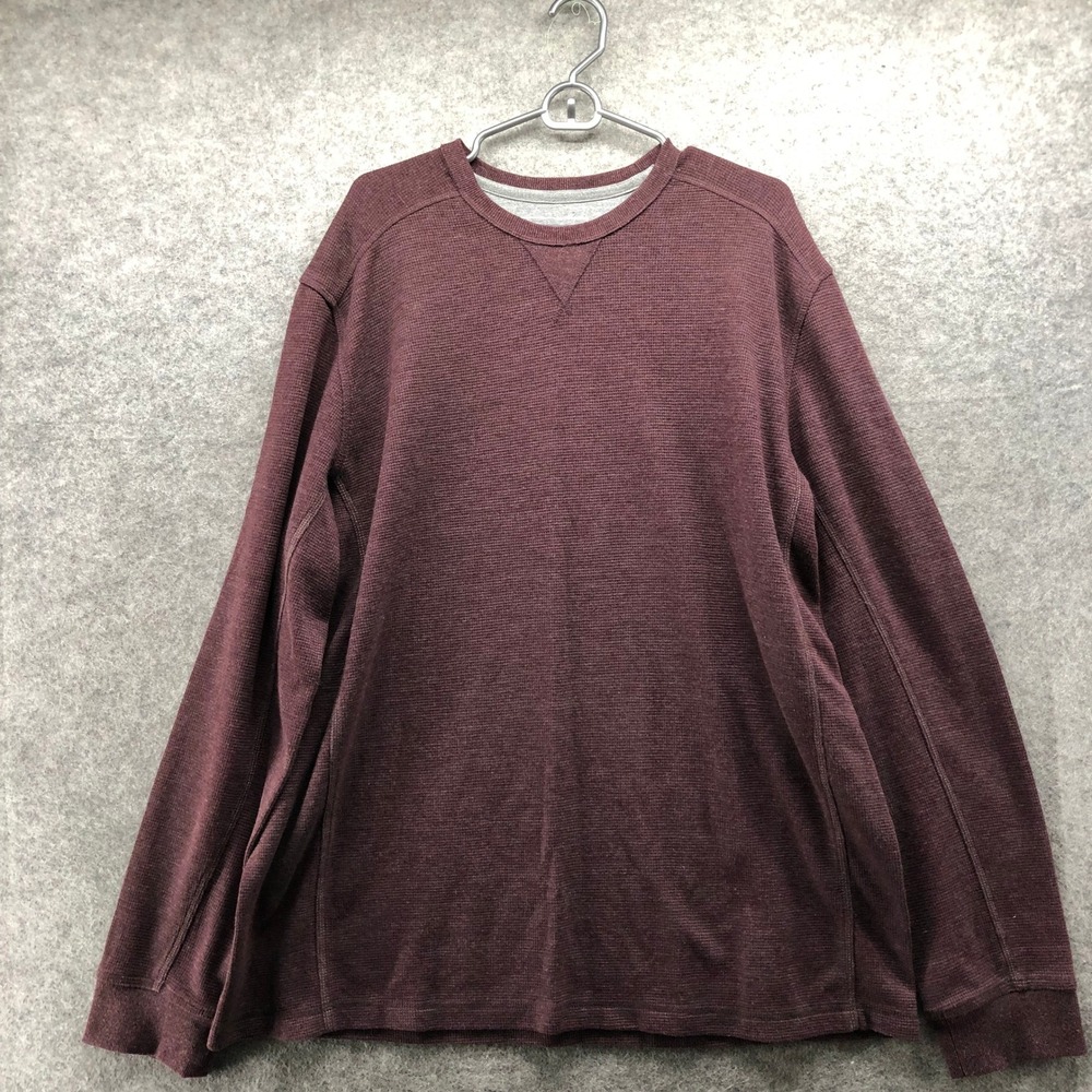 Eddie Bauer Waffle Knit Thermal Shirt Mens 2XL Maroon Long Sleeve Cotton Blend